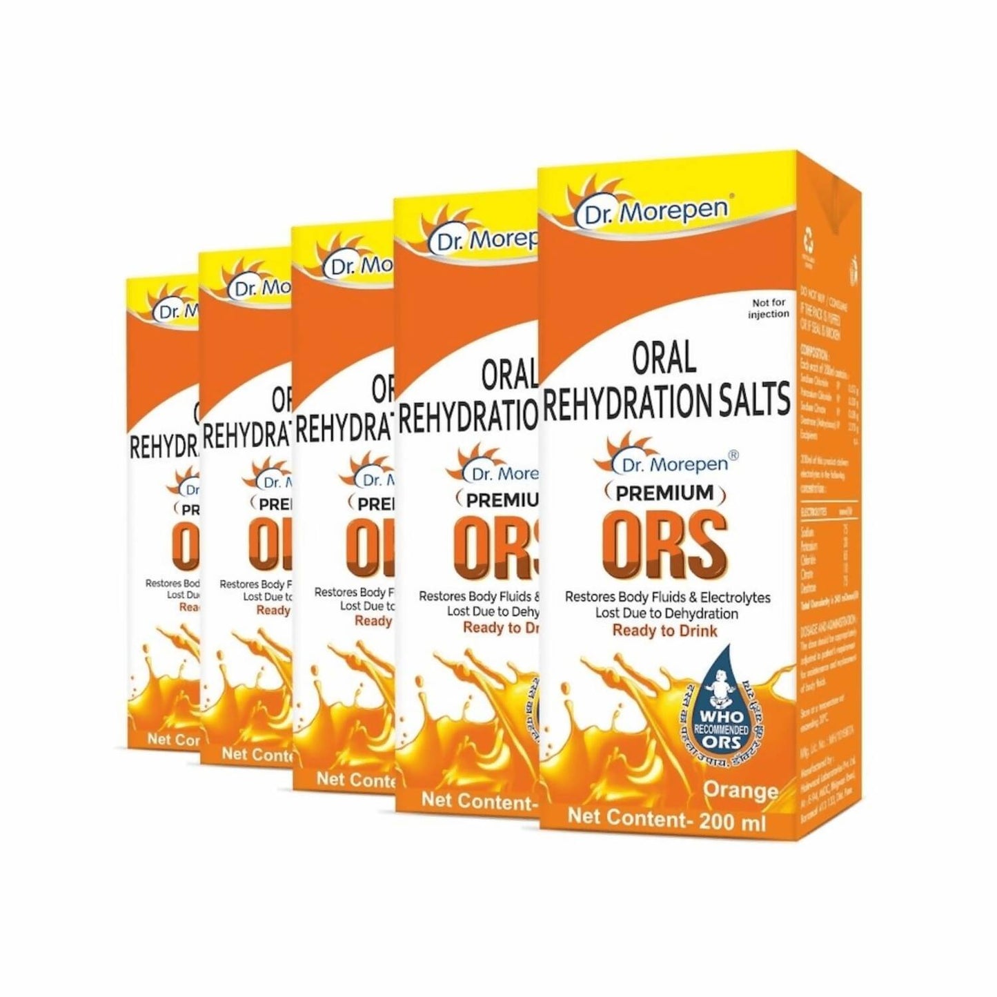 Dr. Morepen Premium ORS Drink With Electrolytes for Instant Hydration Orange Flavour | Swadesiicart