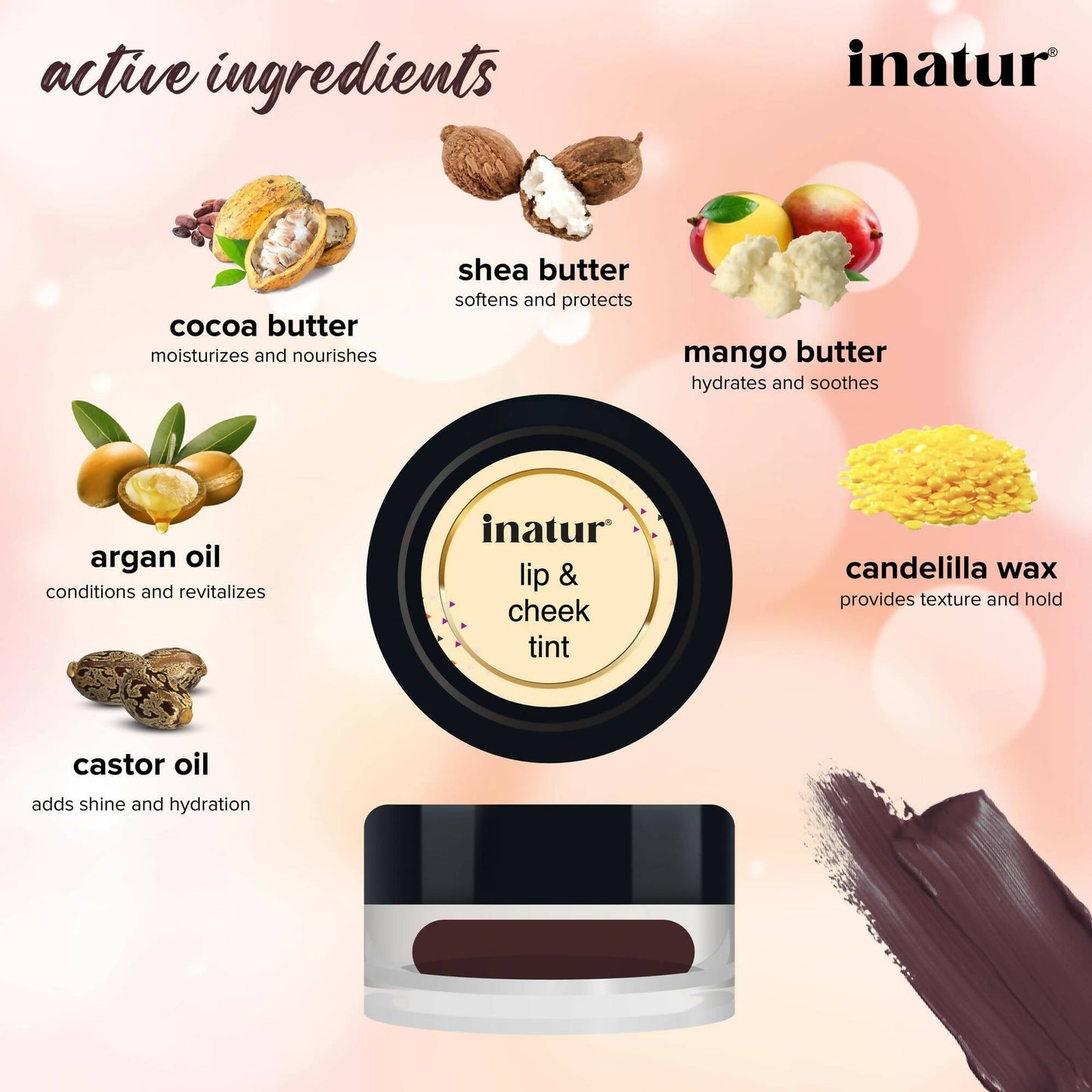 Inatur Lip and Cheek Tint Port Wine - Swadesiicart