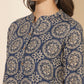 Janasya Women's Blue Cotton Ethnic Motifs Casual Regular Co-ords - Swadesiicart