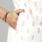 Ahalyaa Women's Off White Cotton Printed Kurta | Swadesiicart