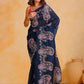Vamsee Suhanisha Navy Blue Korean Shimmer Silk Saree - Swadesiicart
