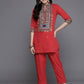 Ahalyaa Women's Traditional Wear Co-ods - Red - Swadesiicart