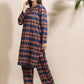 Breathables Women'S Blue Cotton Abstract Print Loungewear Co-Ord Set – Long Kurta & Pants