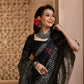Vishnu Weaves Women's Black Handloom Raw Silk Woven Border Saree with Unstitched Blouse - Swadesiicart