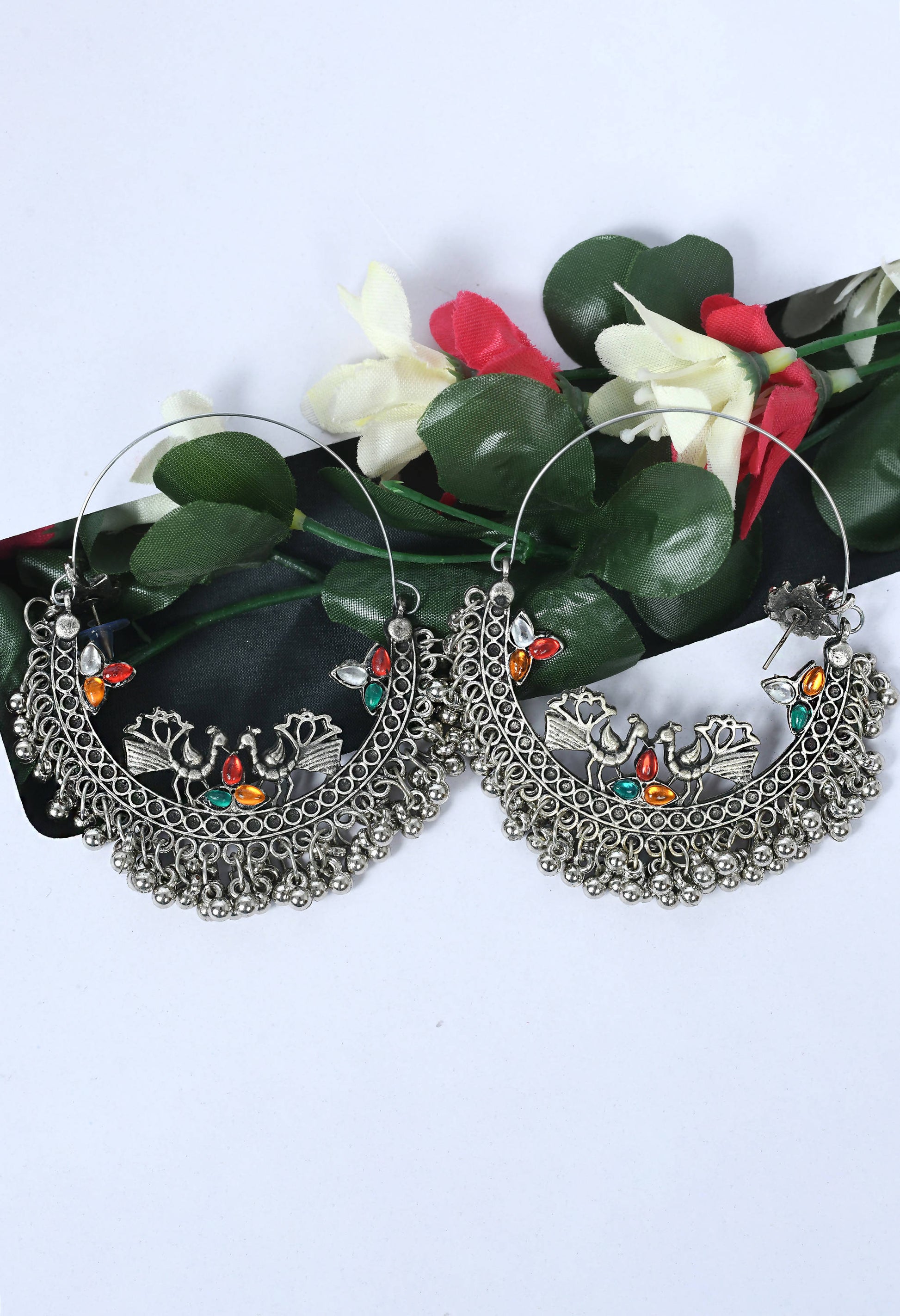 Mominos Fashion Johar Kamal Beautiful Peacock Design Chandbali Earrings - Swadesiicart