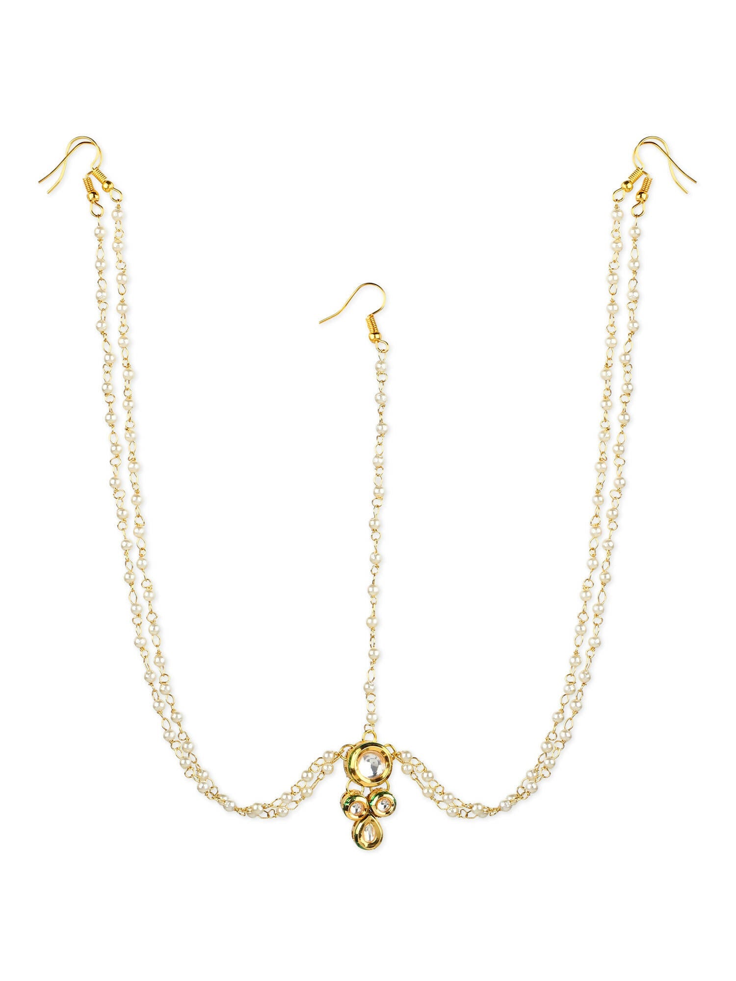 Gold-Polished Kundan Head Jewellery - Ruby Raang | Swadesiicart
