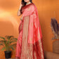 Joban Fashion Banarasi Peach Small Butti Soft Silk Saree | Swadesiicart
