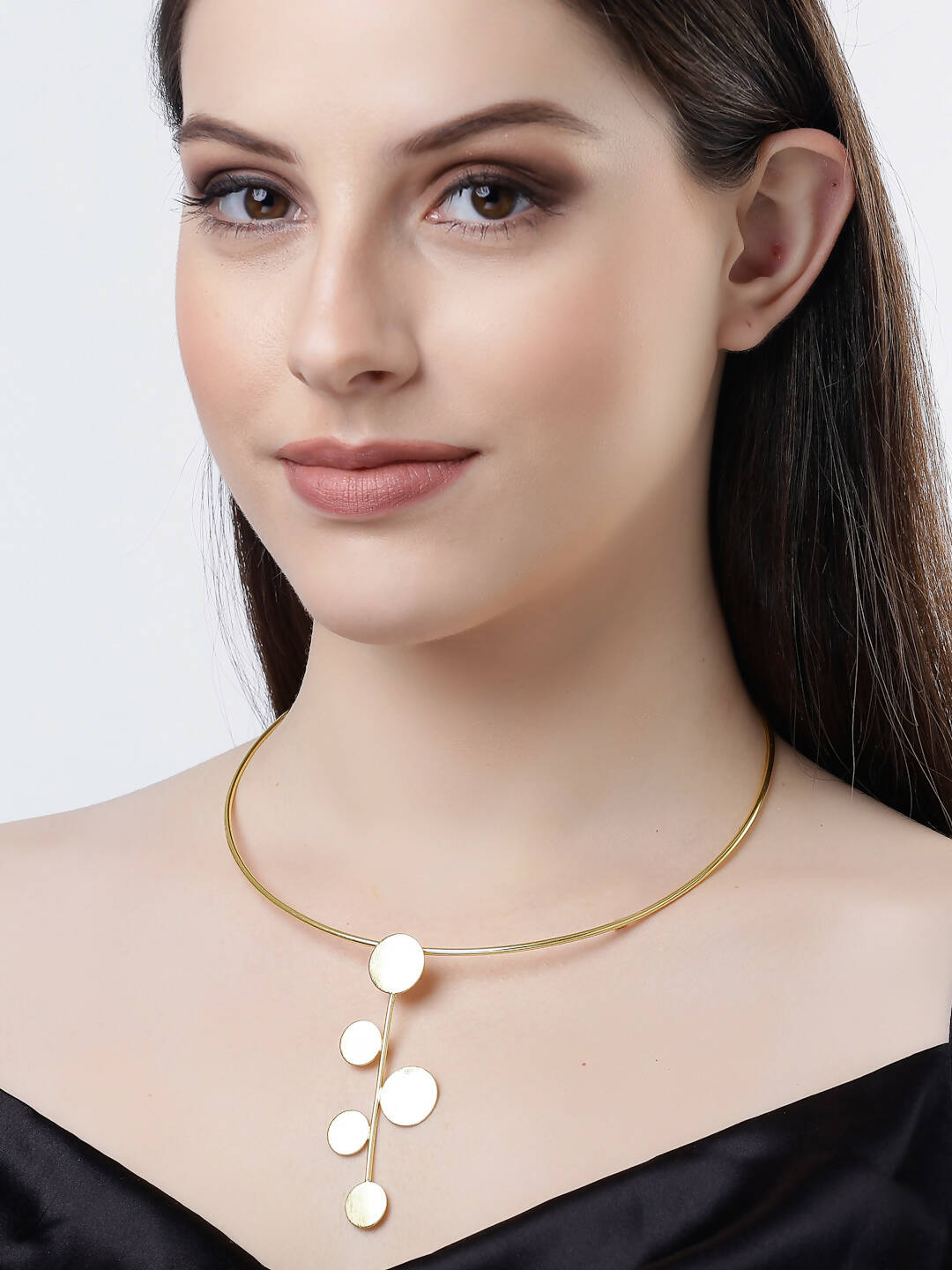 NVR Women Gold-Polished Circular Choker Necklace | Swadesiicart