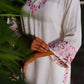 Zibaa Ivory & Pink Muslin Chikankari Kurta - Swadesiicart