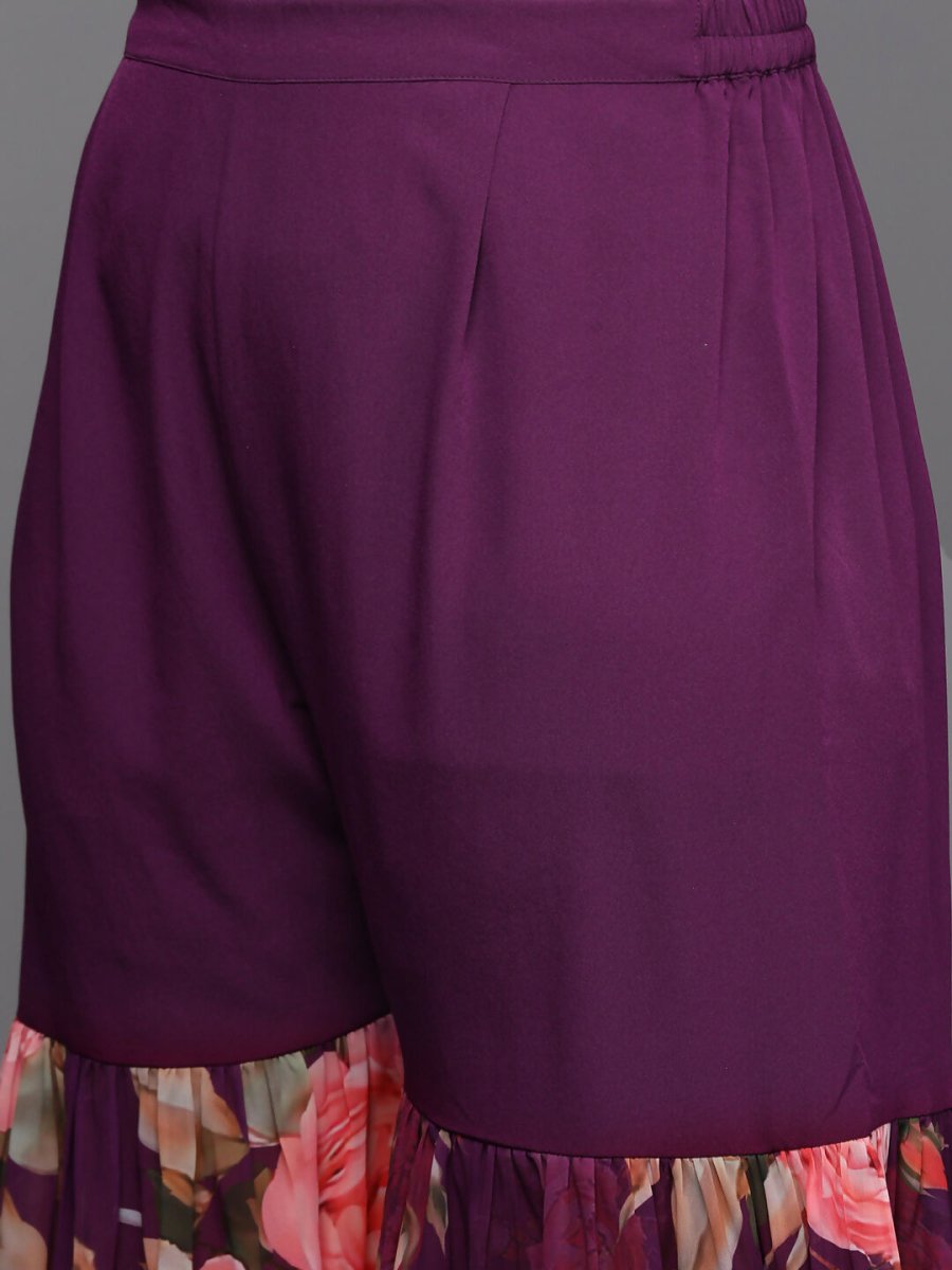 Ahalyaa Women's Traditional Wear Co-ords - Purple - Swadesiicart