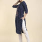 Anubhutee Women's Rayon Regular Straight Navy Blue Kurta | Swadesiicart