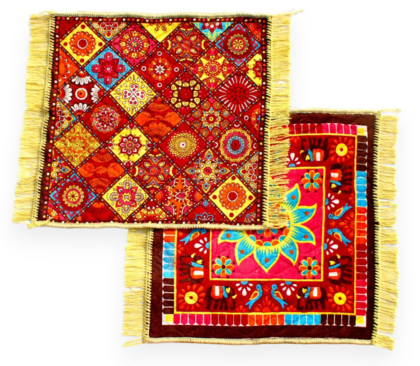 Glun 24 * 24 Inch Velvet Multipurpose Square Carpet Or Mat For Pooja Aasan, Sitting, Meditation 2 Piece Pack | Swadesiicart