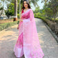 Vamsee Mehar Peach Organza Saree - Swadesiicart