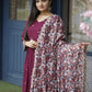 Jyoti Fashion Women's Wine Faux Blooming Sequins with Zari Embroidery Anarkali Dress with Dupatta | Swadesiicart