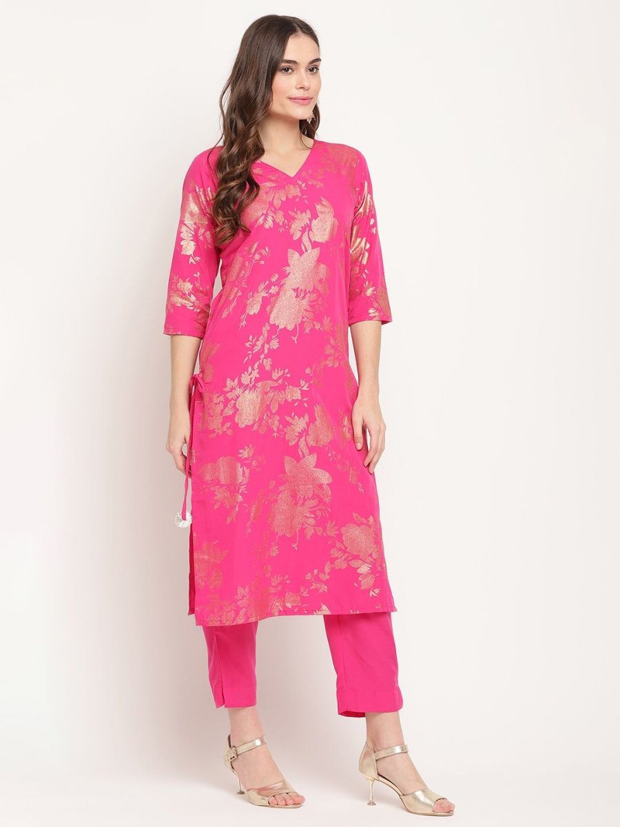 Ahalyaa Dark Pink Crepe Printed Salwar Suit Sets With Dupatta | Swadesiicart