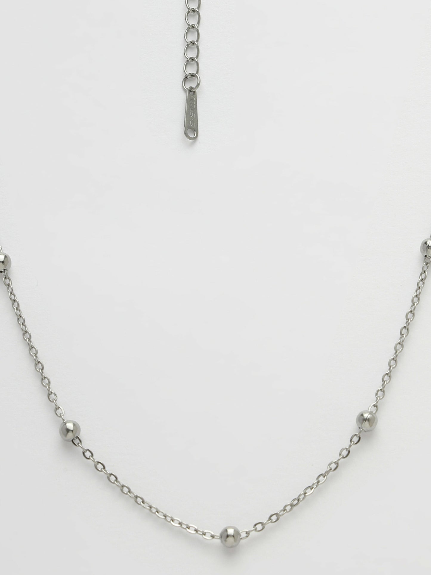 NVR Women's Silver-Toned Artificial Beads German Silver Oxidised Chain - Swadesiicart