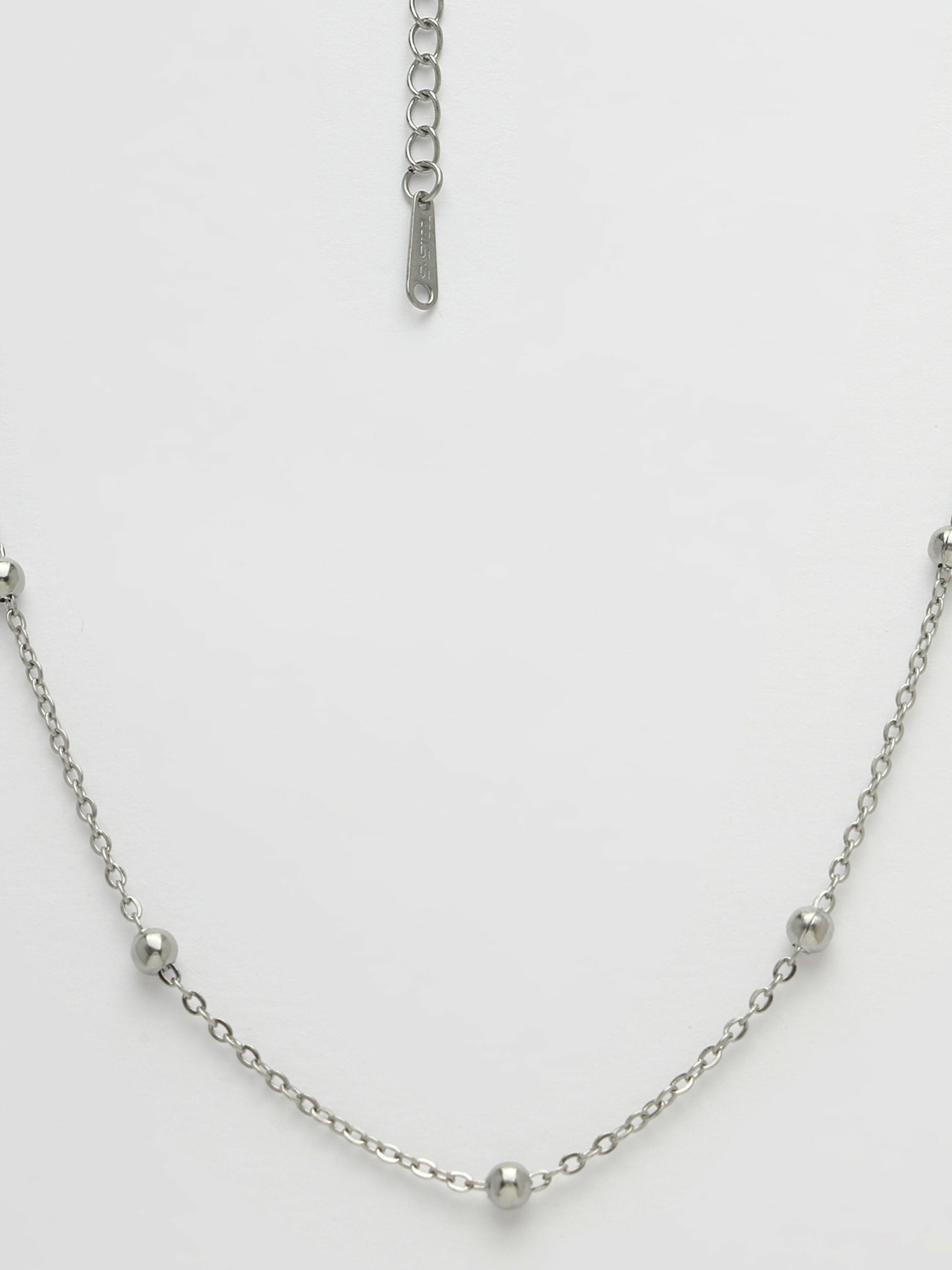 NVR Women's Silver-Toned Artificial Beads German Silver Oxidised Chain - Swadesiicart