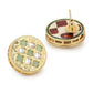 Gold-Toned Green Contemporary Gold-Polished Studs Earrings - Ruby Raang - Swadesiicart