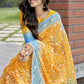 Vamsee Srivani Chikankari Yellow Organza Silk Saree - Swadesiicart