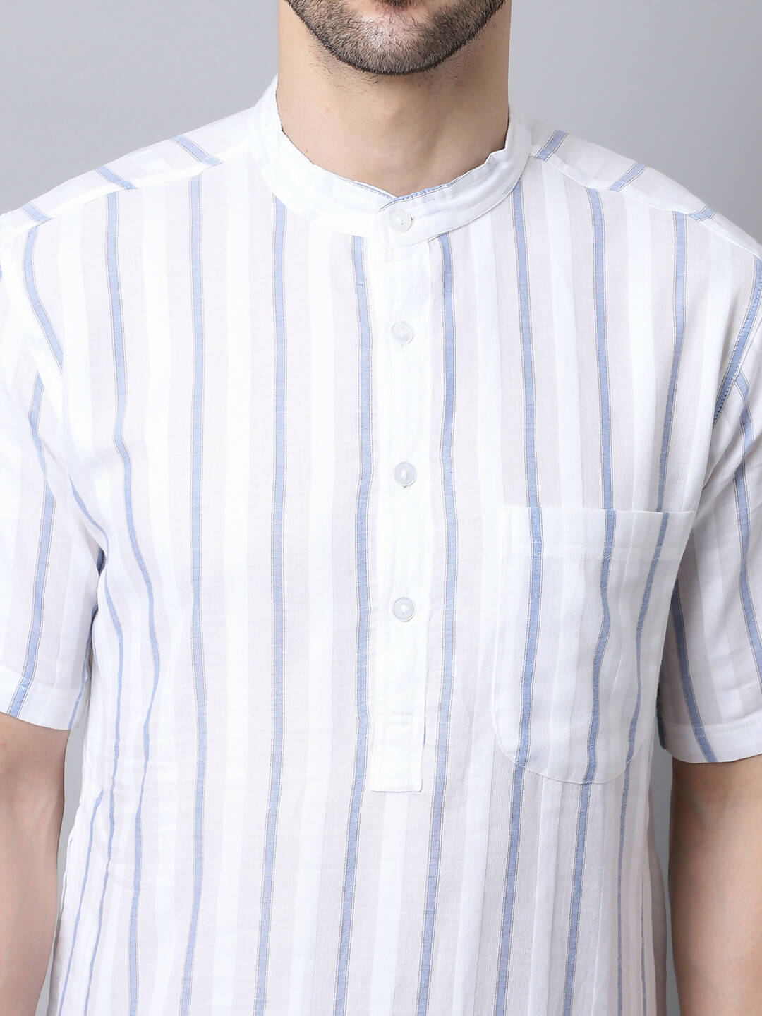 Even Apparels Beige Pure Cotton Men's Kurta With Band Collar | Swadesiicart