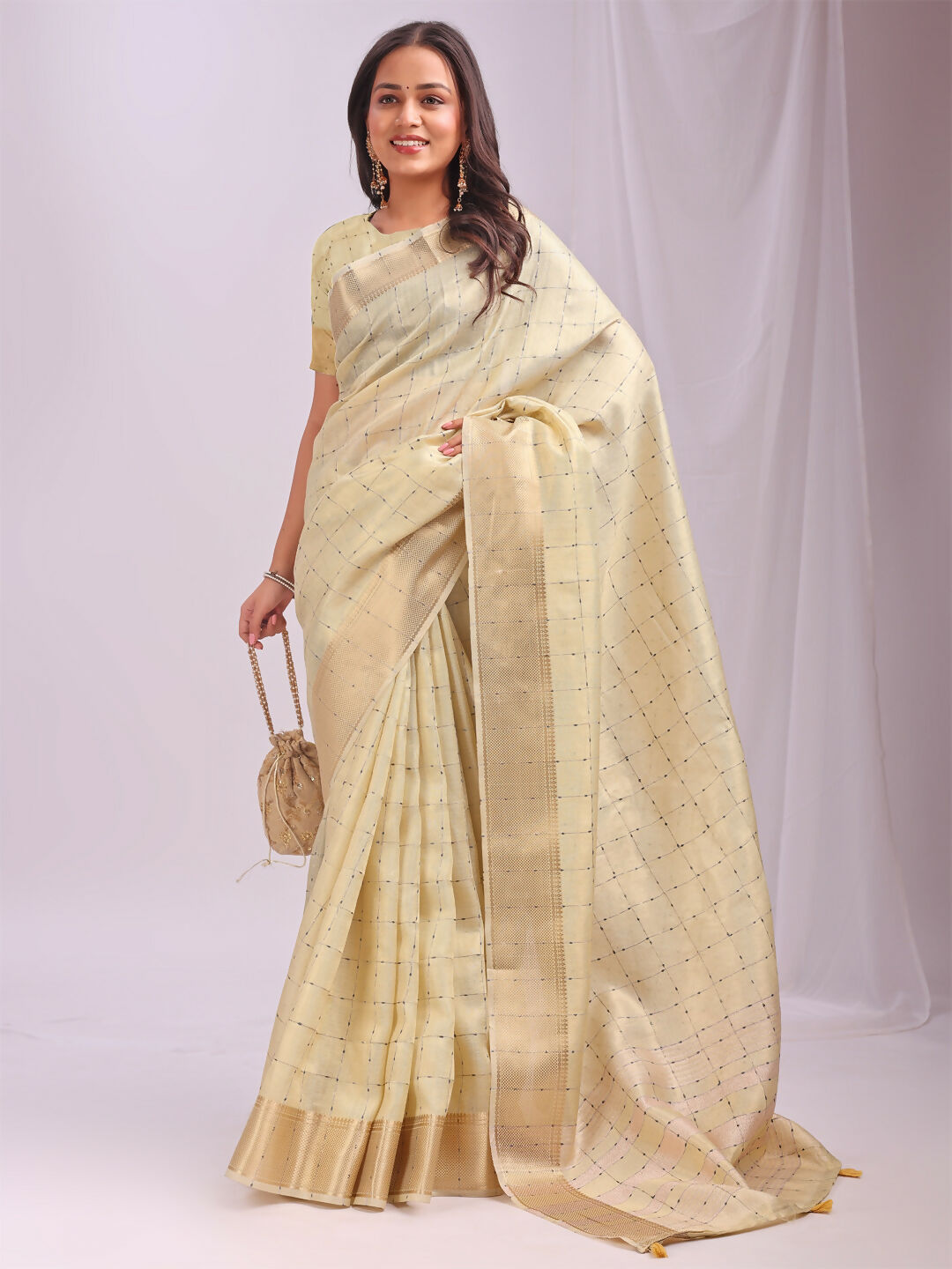 Shree Shyam Fashion Organza Gold Saree