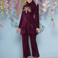 Joban Fashion Wine Velvet Hand Embellished Coord Set - Swadesiicart