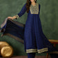 The52 Blue Women's Gorgeous Embroidered Work Vichitra Silk Fabric Flared Kurta Pant and Dupatta Set - Swadesiicart