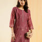 Maroon Chinon Digital Printed With Hand Work Kurta - Himanshi - Swadesiicart