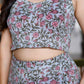 Miravan Women's Grey Floral Printed Crop Top And Skirt Co-Ord Set - Swadesiicart