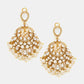 Ruby Raang Gold Polished White Chand Kundan Earrings | Swadesiicart