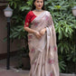 Fossil Pure Linen Ethnic Motifs Saree with Unstitched Blouse - Hiral Fashion | Swadesiicart