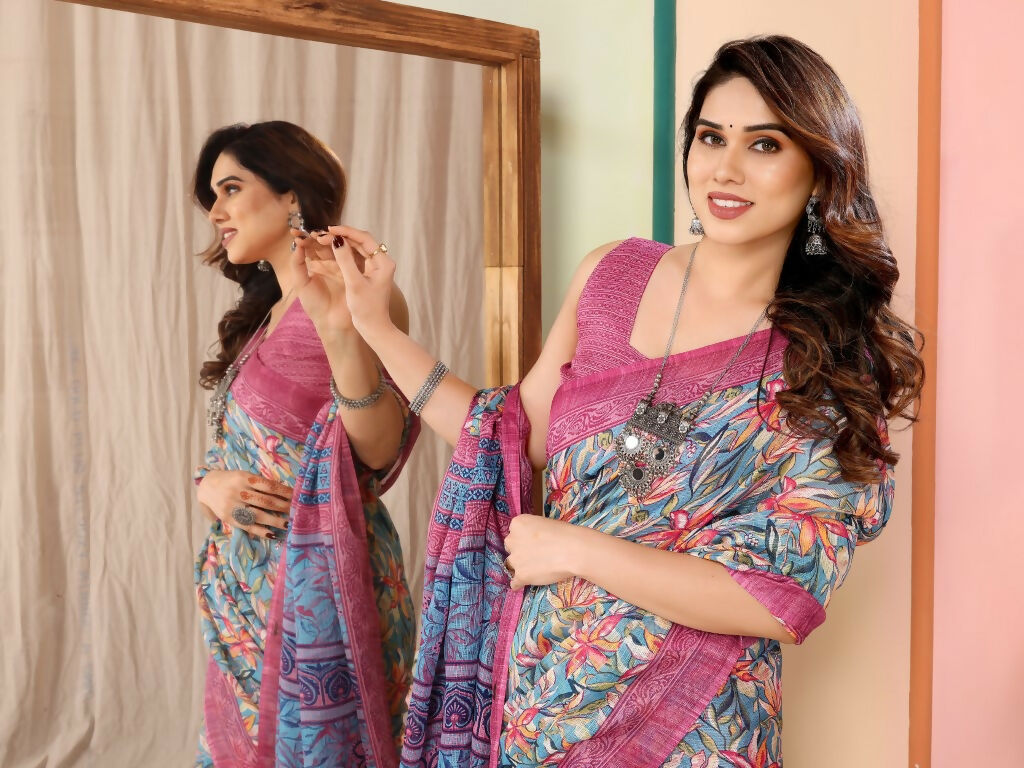 Partywear Designer Pink Kota Doriya Fancy Saree - Dyuti | Swadesiicart