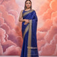 Vishnu Weaves Women's Blue Cotton Self Weaving Saree with Blouse - Swadesiicart