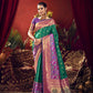 Vishnu Weaves Women's Rama Paithani Silk Saree with Blouse - Swadesiicart