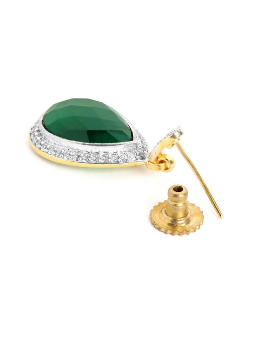 Nuyug 22K Gold Plated Fern Radiance Contemporary Drop Earrings | Swadesiicart