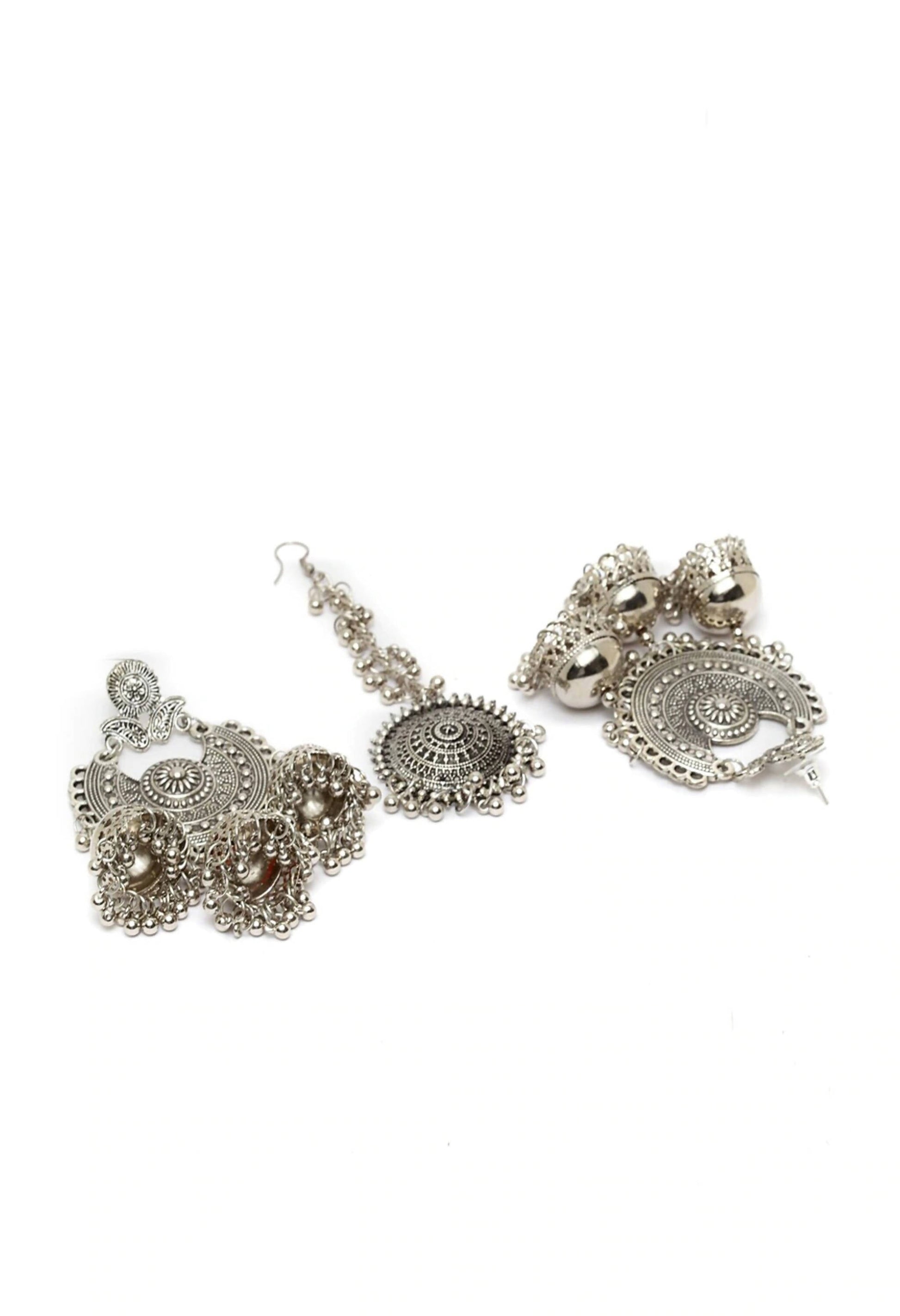 Mominos Fashion Johar Kamal Beautiful Jhumkas With Maang Tikka Earrings - Swadesiicart