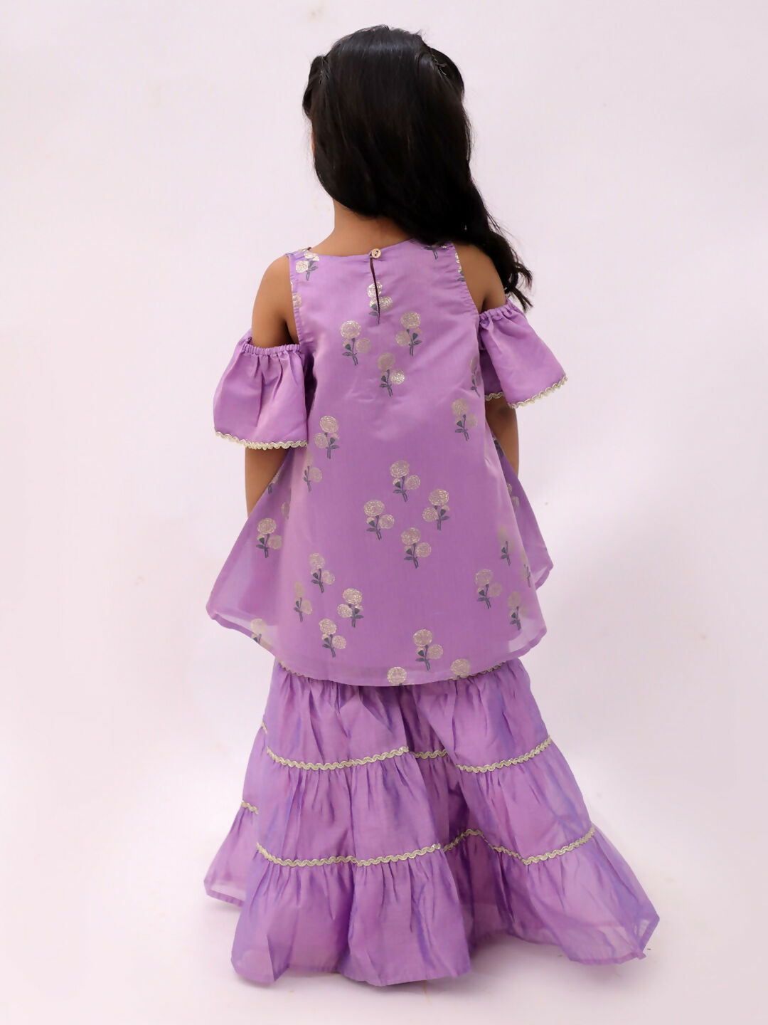 Lil Drama Mishti Purple Kurta and Sharara Set For Girls | Swadesiicart