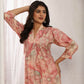 Jyoti Fashion Women's Peach Rayon Floral Print with Side Pocket Kurtis & Sets | Swadesiicart