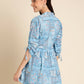 Light Blue Poly Rayon Digital Printed A-line Top - Tarini - Swadesiicart