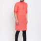 Even Apparels Red Pure Cotton Men's Kurta With Band Collar | Swadesiicart