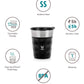 Vaya Popcup Insulated Coffee Mug Tumbler With Lid - 250 ml (Black) | Swadesiicart