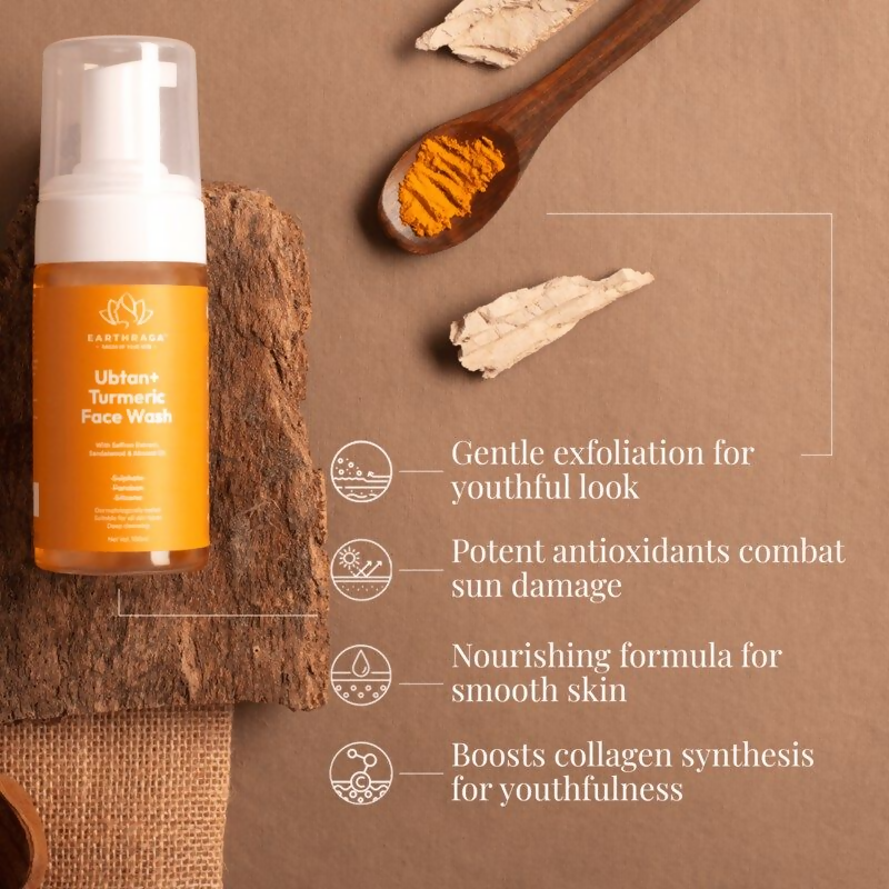 Earthraga Ubtan And Turmeric Foaming Face Wash - Swadesiicart