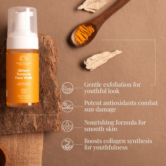 Earthraga Ubtan And Turmeric Foaming Face Wash - Swadesiicart