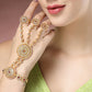NVR Women's Gold-Polished CZ Stone-Studded Handcrafted Ring Bracelet - Swadesiicart