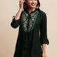 Dark Green Rayon Embroidered Top - Tarini - Swadesiicart