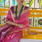 Vishnu Weaves Women's Pink Raw Silk Patola Zari Woven Saree with Blouse - Swadesiicart
