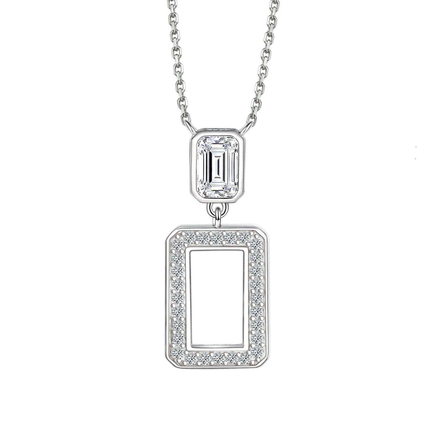 Cauer Elegant 14K White Gold Plated Moissanite Pendant Necklace | Swadesiicart