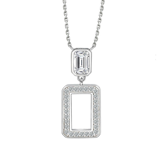 Cauer Elegant 14K White Gold Plated Moissanite Pendant Necklace | Swadesiicart