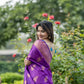 Vishnu Weaves Women's Purple Banarasi Silk Saree with Blouse - Swadesiicart