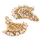 Gold-Toned White Kundan Contemporary Gold-Polished Chandbalis Earrings - Ruby Raang - Swadesiicart